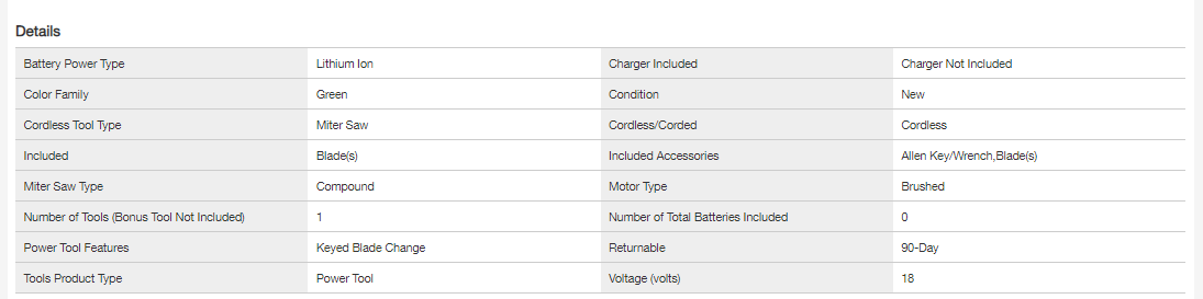 RYOBI P553P320 ONE 18V LithiumIon Cordless 714 in. Compound Miter Saw and P320 AirStrike 18Gauge Brad Nailer Tools Only - MadeInUSA
