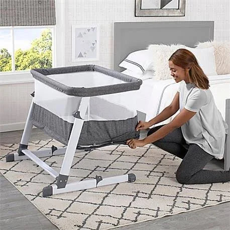Simmons Kids Room2Grow Newborn Bassinet to Infant Sleeper Grey Tweed - MadeInUSA