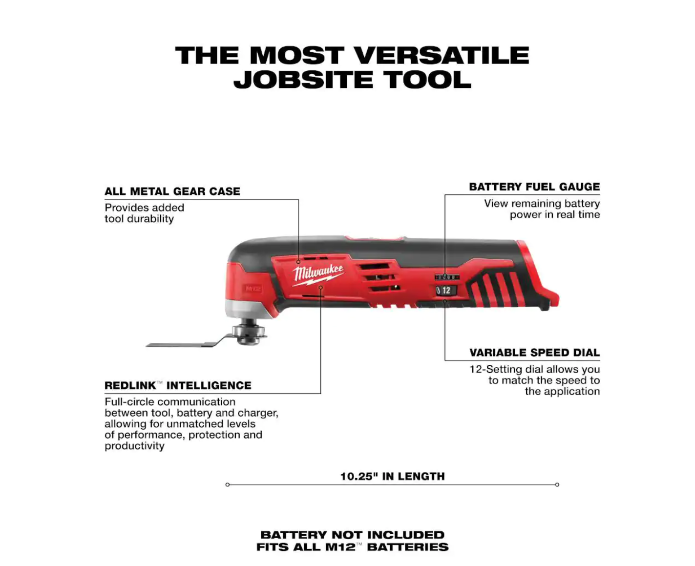 Milwaukee 242620 M12 12Volt LithiumIon Cordless Oscillating MultiTool ToolOnly - MadeInUSA