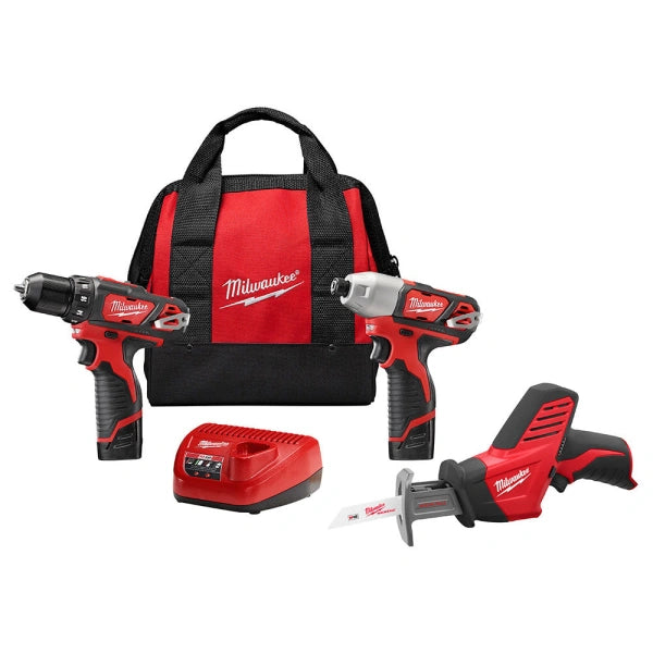 M12 12V LithiumIon Cordless 3Tool Combo Kit 1.5 Ah - MadeInUSA