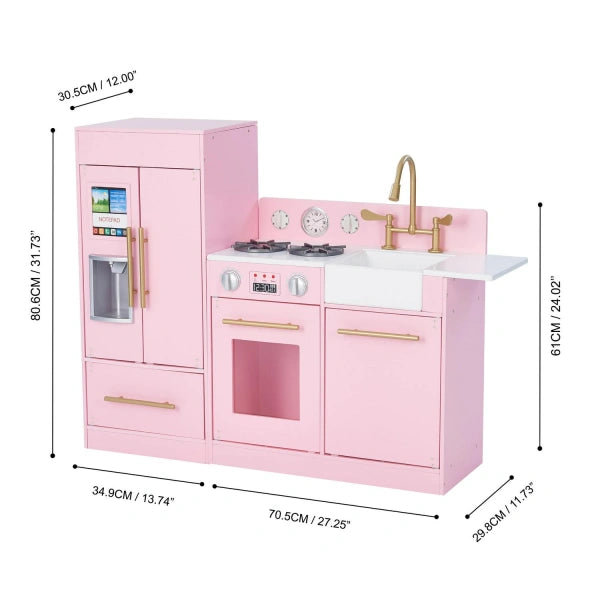 Teamson Kids Little Chef Chelsea Modern Kids Kitchen Playset, PinkGold - MadeInUSA