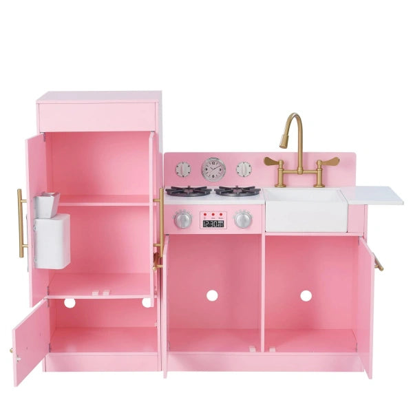 Teamson Kids Little Chef Chelsea Modern Kids Kitchen Playset, PinkGold - MadeInUSA