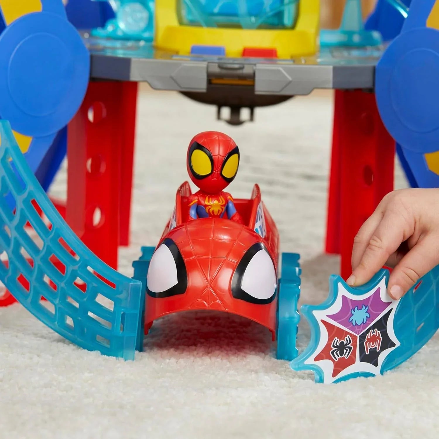 Spidey and His Amazing Friends Web-Spinners Web-Quarters, Kids Playset with Action Figure, Vehicle, and Accessories, Marvel Super Hero Toys, Ages 3 - MadeInUSA
