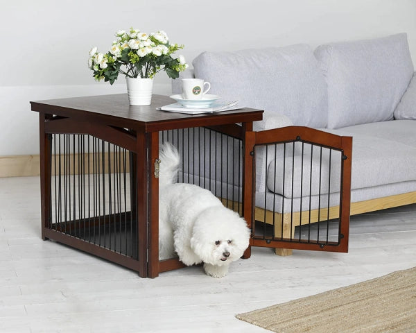 Merry Pet 2in1 Configurable Pet Crate and Gate, Brown, Large - MadeInUSA