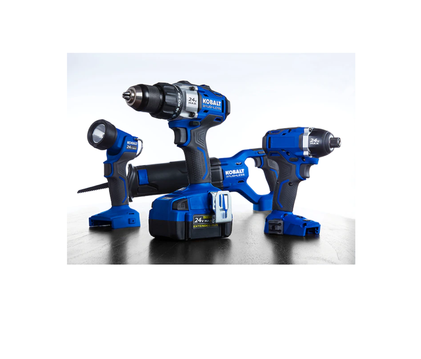 Kobalt KLC 4024A03 4Tool 24Volt Max Brushless Power Tool Combo Kit with Soft Case 1Battery Included and Charger Included - MadeInUSA