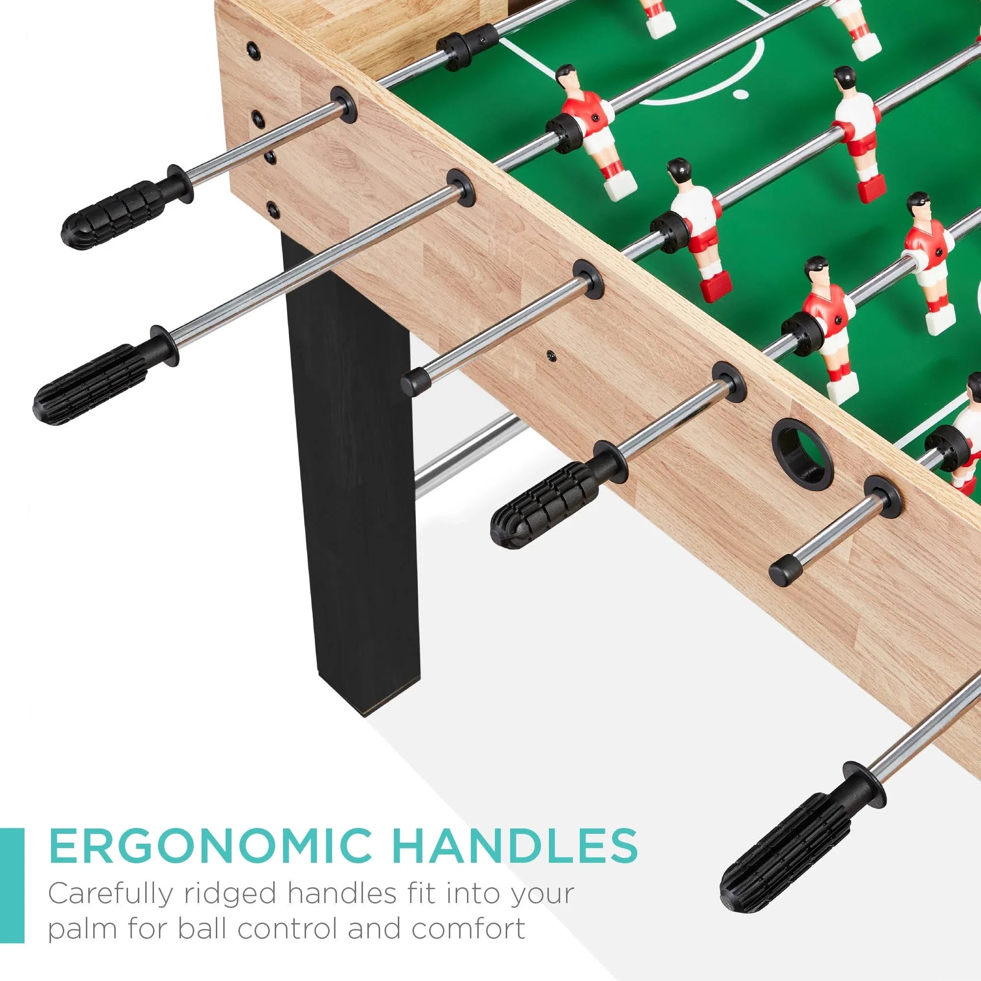 Best Choice Products 48in Competition Sized Foosball Table for Home, Game Room w/ 2 Balls, 2 Cup Holders - Natural - MadeInUSA