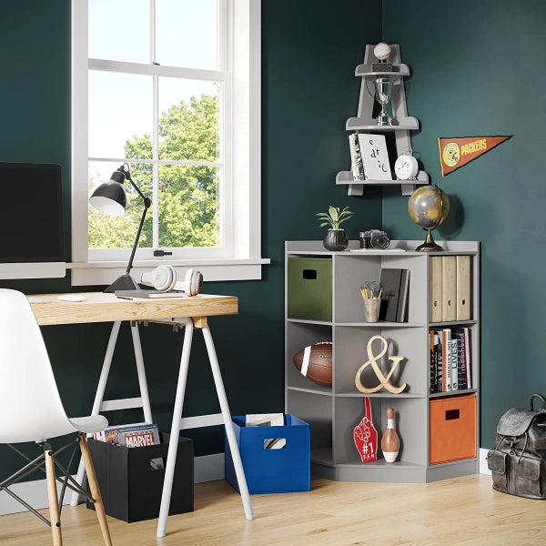 RiverRidge Gray Composite Kids Corner Bookcase 31.63in W x 37.31in H x 22.44in D - MadeInUSA