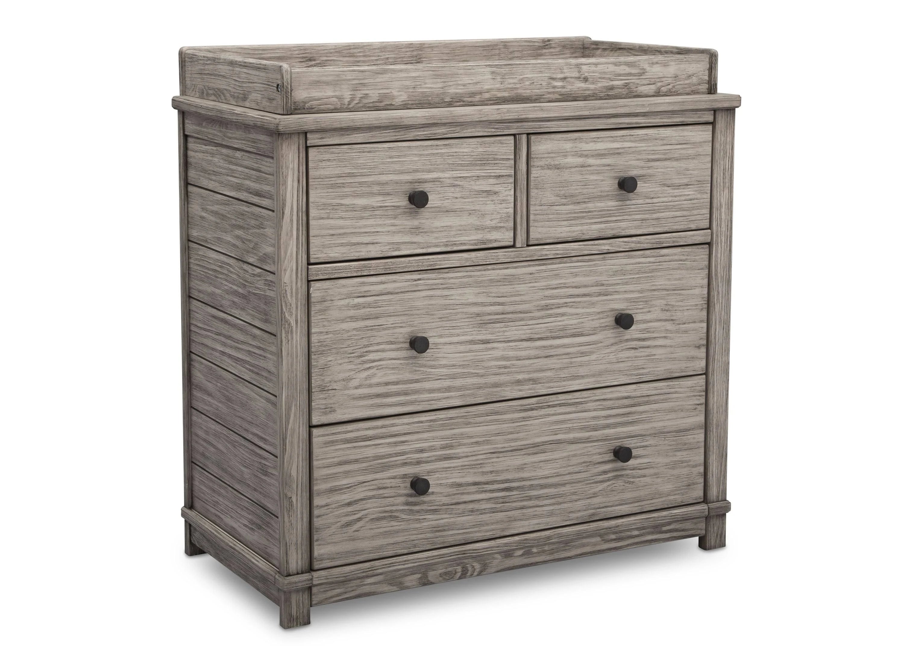 Simmons Kids Monterey 4-Drawer Dresser with Changing Top and Interlocking Drawers, Rustic Grey - MadeInUSA