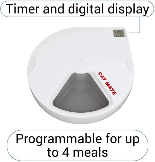Cat Mate C500 Automatic Pet Feeder with Digital Timer for Cats and Small Dogs White, 13.4 x 11.4 x 2.8 - MadeInUSA