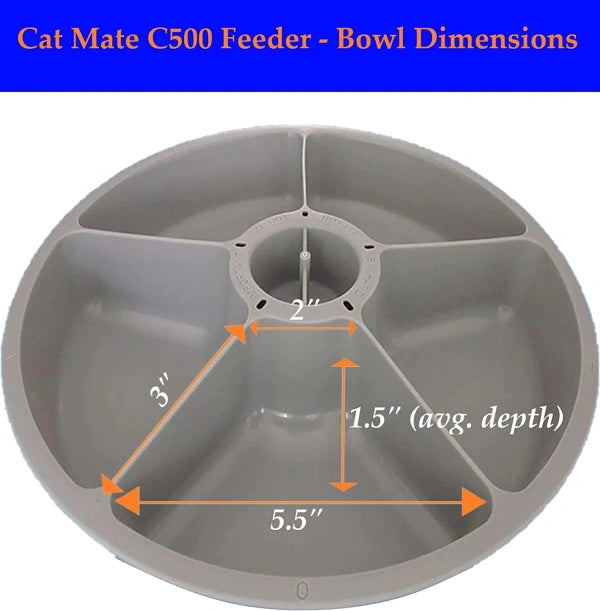 Cat Mate C500 Automatic Pet Feeder with Digital Timer for Cats and Small Dogs White, 13.4 x 11.4 x 2.8 - MadeInUSA