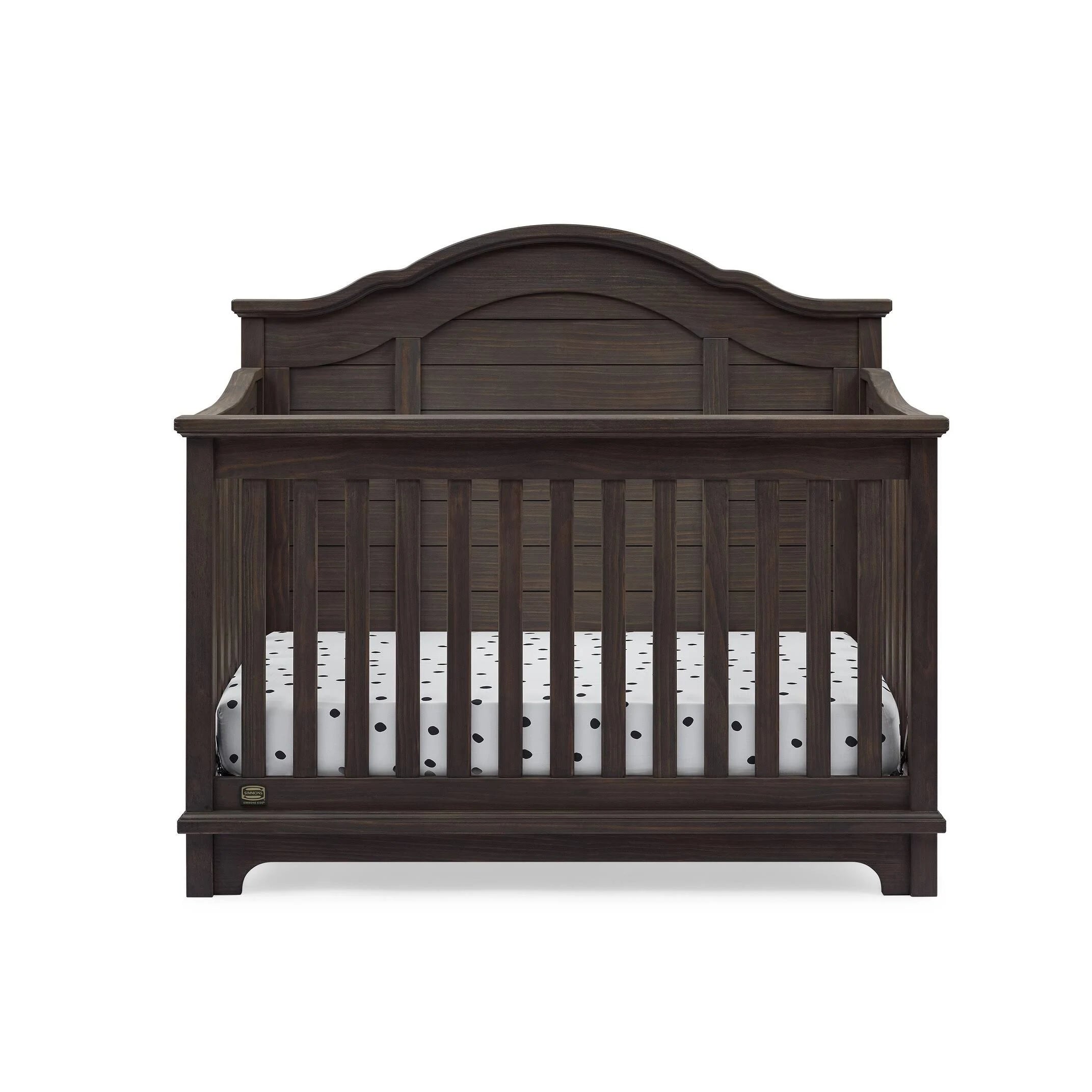Simmons Kids Asher 6 in 1 Convertible Crib with Toddler Rail - Rustic Acorn - MadeInUSA