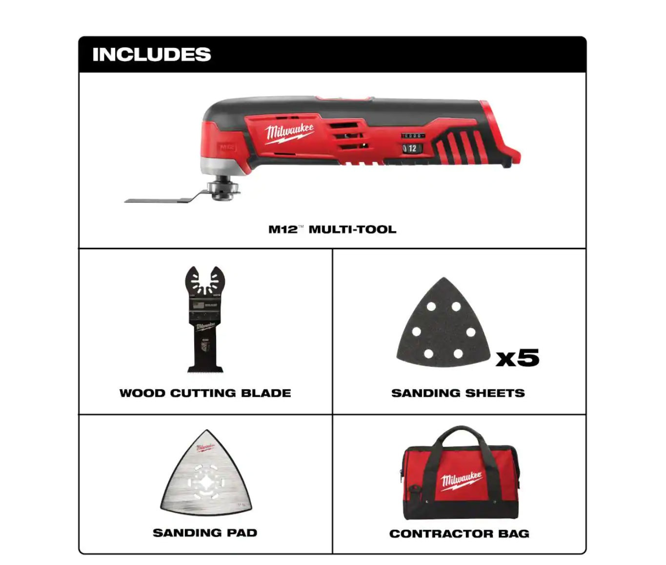 Milwaukee 242620 M12 12Volt LithiumIon Cordless Oscillating MultiTool ToolOnly - MadeInUSA