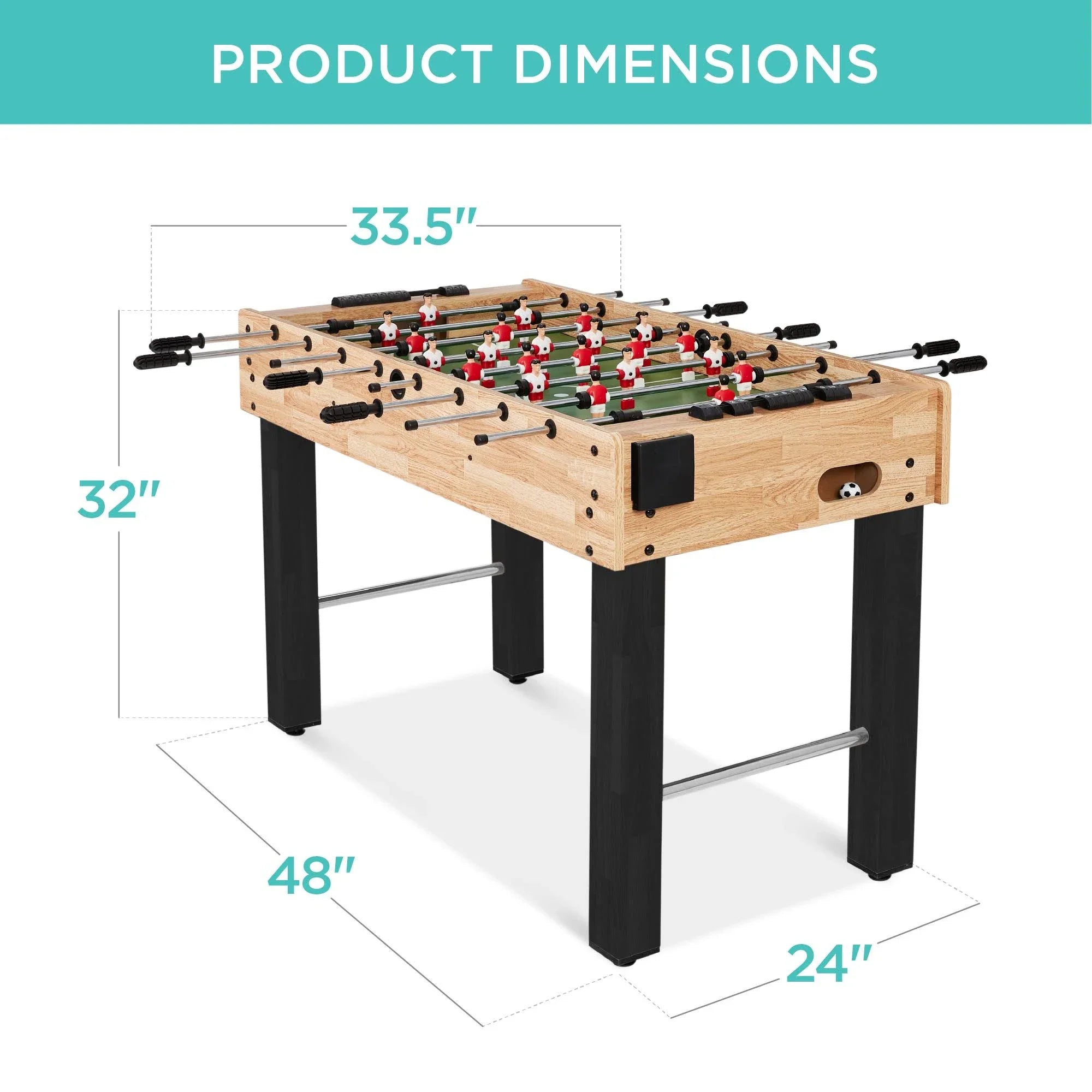 Best Choice Products 48in Competition Sized Foosball Table for Home, Game Room w/ 2 Balls, 2 Cup Holders - Natural - MadeInUSA