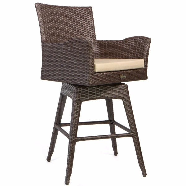 Barton 2 Pieces Swivel Bar Stool wFoot Rest Weather Resistant Fabric Cushion - MadeInUSA