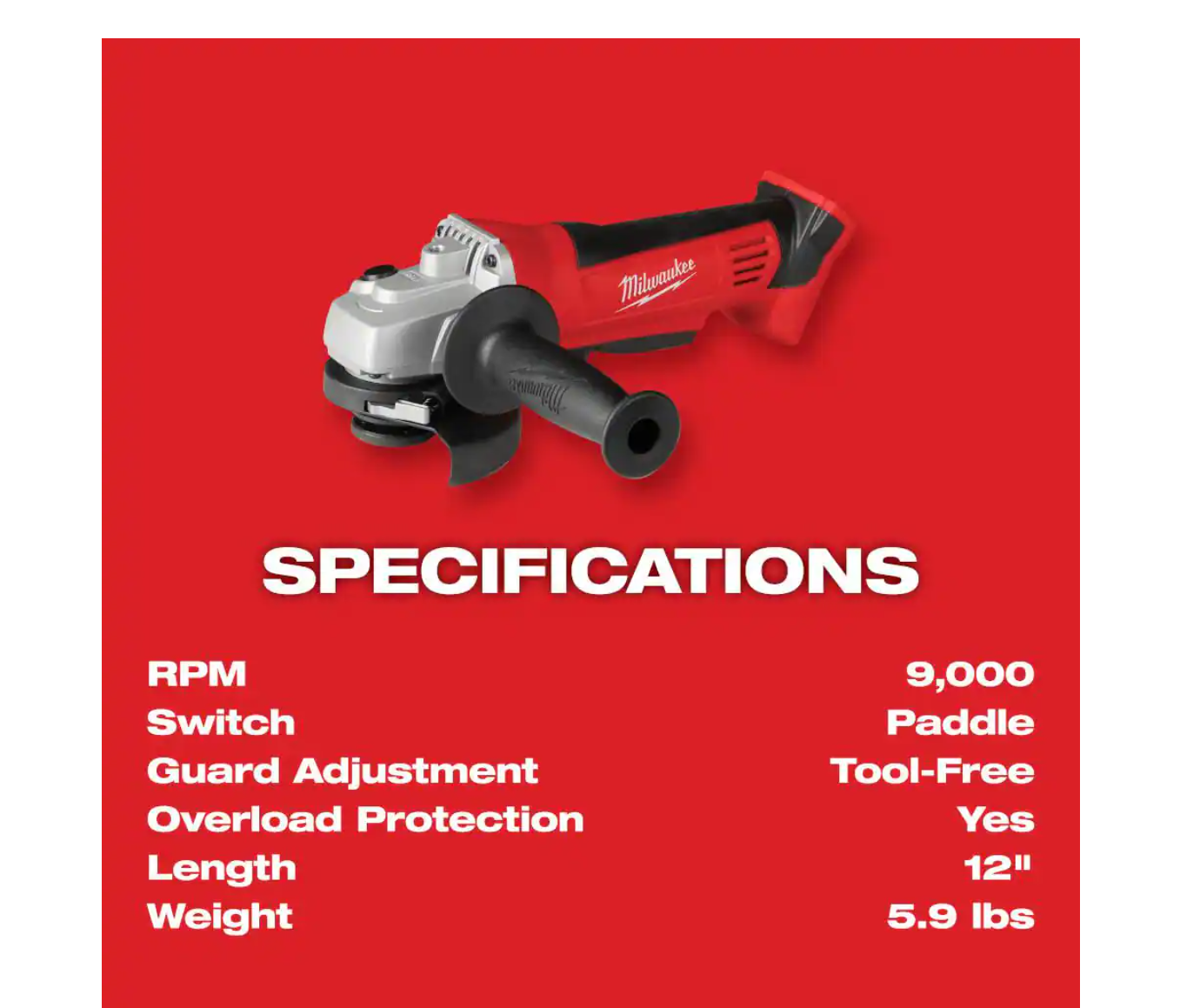 Milwaukee 268020 M18 18V LithiumIon Cordless 412 in. CutOffGrinder ToolOnly - MadeInUSA