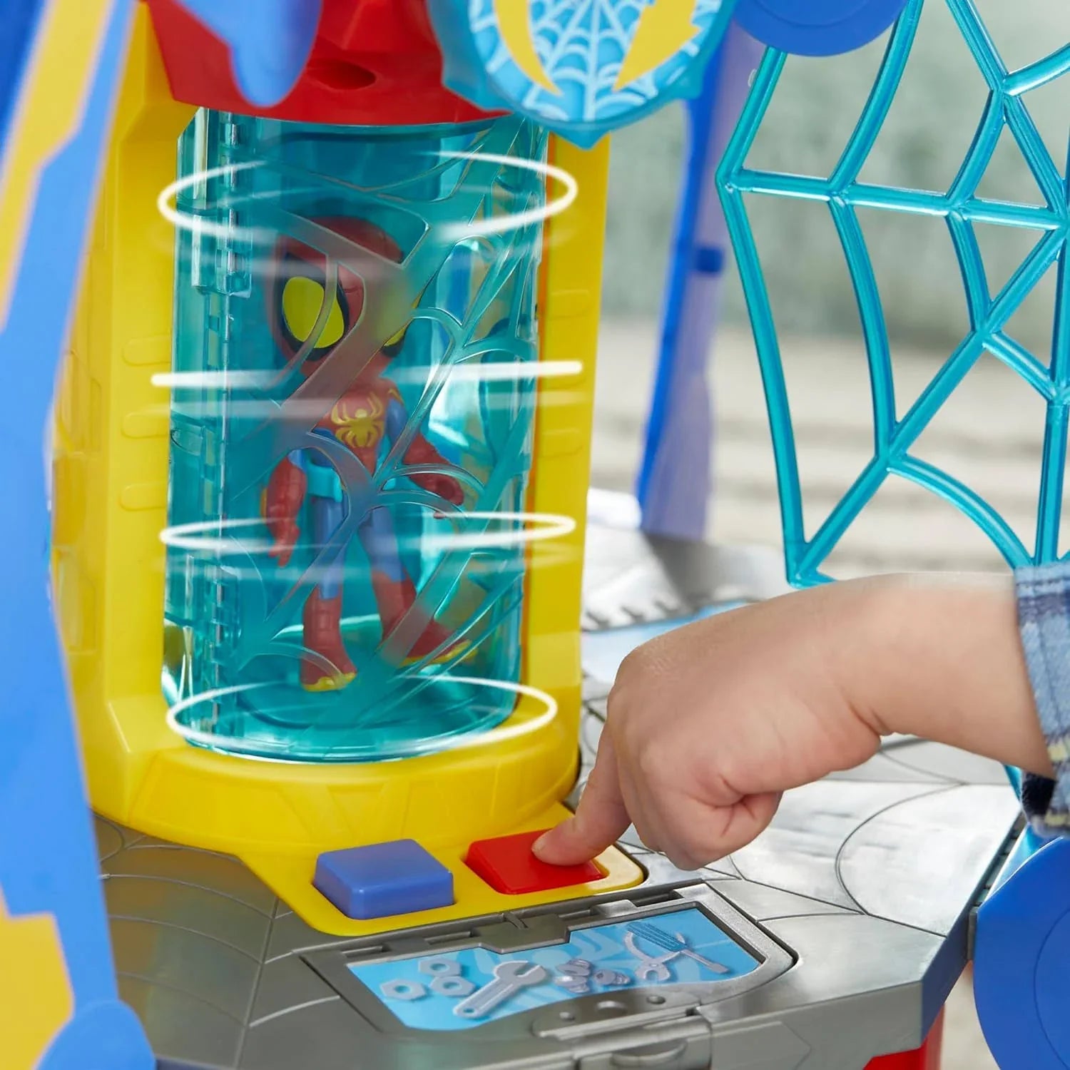 Spidey and His Amazing Friends Web-Spinners Web-Quarters, Kids Playset with Action Figure, Vehicle, and Accessories, Marvel Super Hero Toys, Ages 3 - MadeInUSA