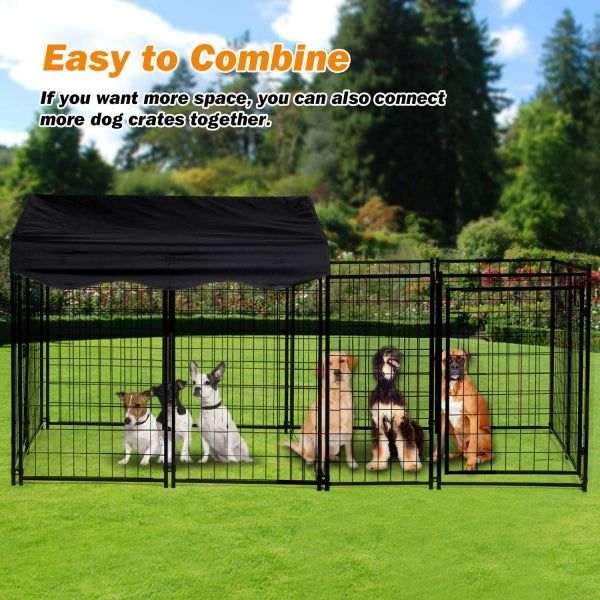 Suchown Large Dog Kennel Outside 4ft x 4.2ft x 4.45ft, Outdoor Dog Playpen Pet Pen Dog Crate With UVResistant Oxford Cloth Roof - MadeInUSA