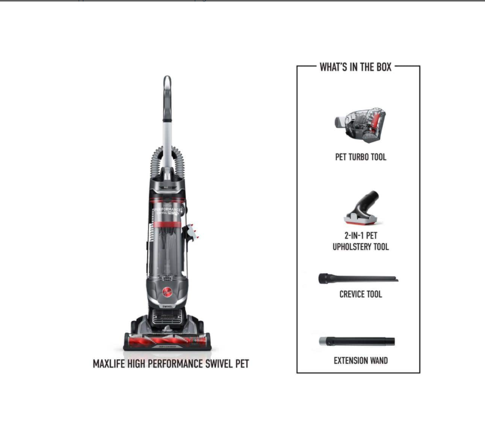 HOOVER MAXLife HighPerformance Swivel Pet Bagless Upright Vacuum Cleaner - MadeInUSA