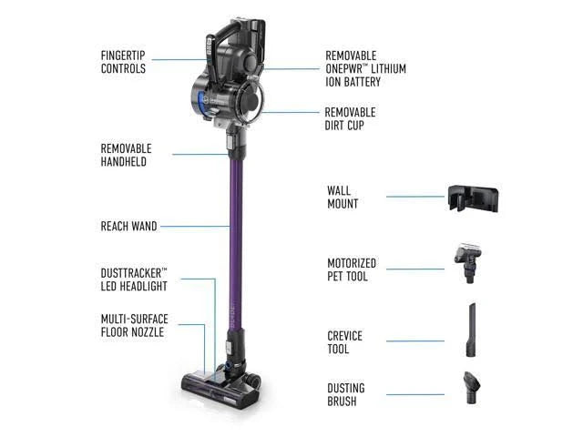 Hoover Onepwr Blade Max Pet Cordless Stick Vacuum Cleaner, Lightweight, BH53354V, Purple - MadeInUSA