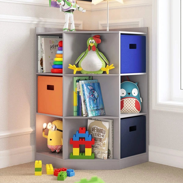 RiverRidge Gray Composite Kids Corner Bookcase 31.63in W x 37.31in H x 22.44in D - MadeInUSA