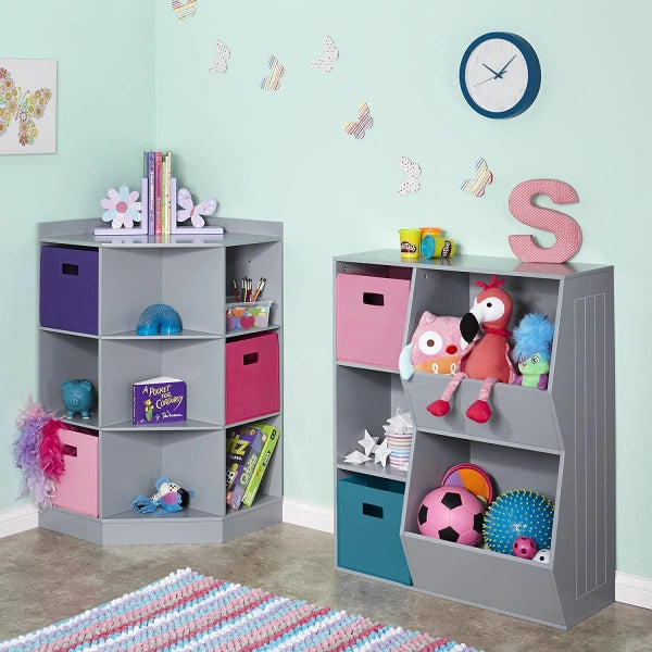 RiverRidge Gray Composite Kids Corner Bookcase 31.63in W x 37.31in H x 22.44in D - MadeInUSA