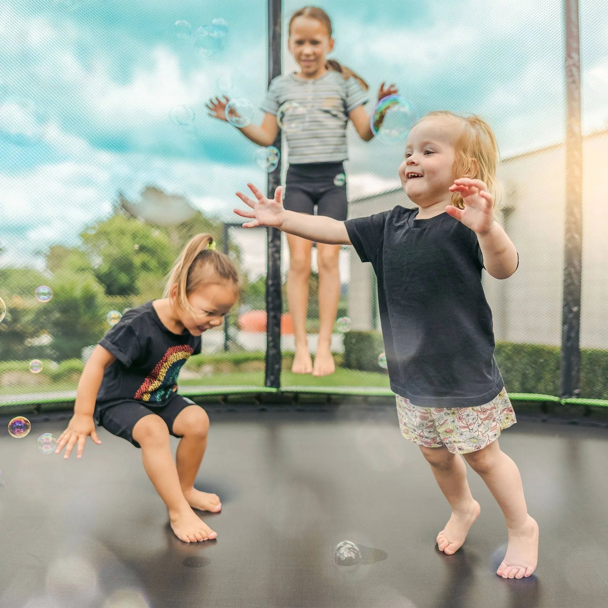 Jumpflex Hero 15' Trampoline for Kids Outdoor Play Equipment with Net & Ladder - MadeInUSA