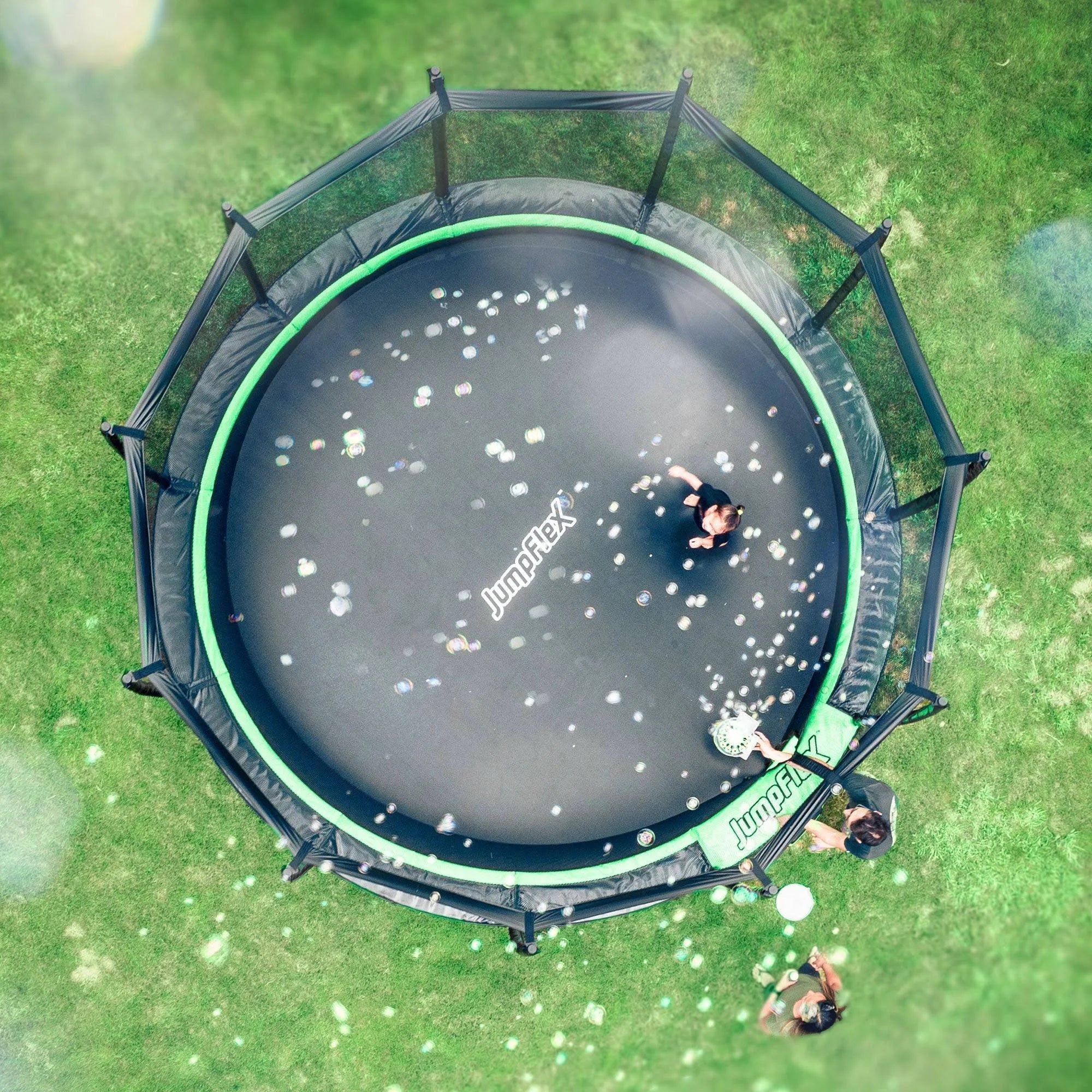 Jumpflex Hero 15' Trampoline for Kids Outdoor Play Equipment with Net & Ladder - MadeInUSA