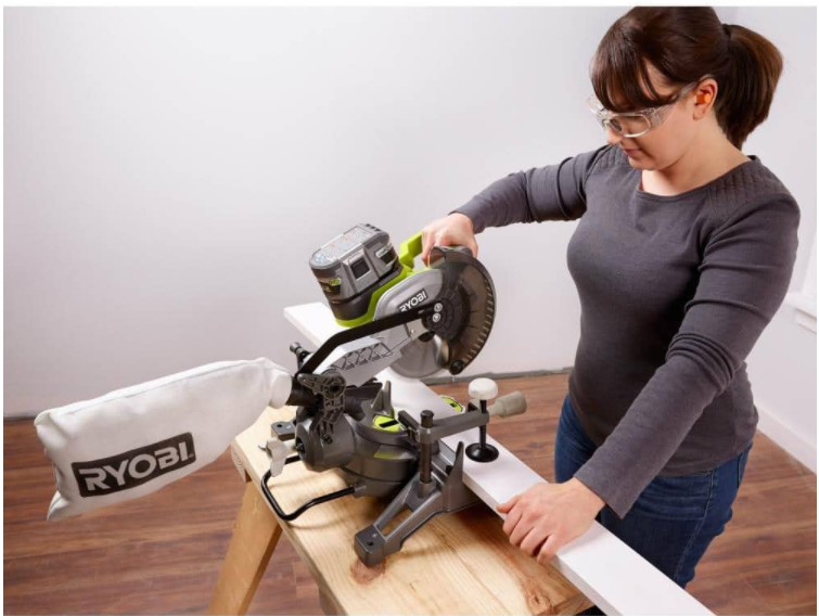 RYOBI P553P320 ONE 18V LithiumIon Cordless 714 in. Compound Miter Saw and P320 AirStrike 18Gauge Brad Nailer Tools Only - MadeInUSA