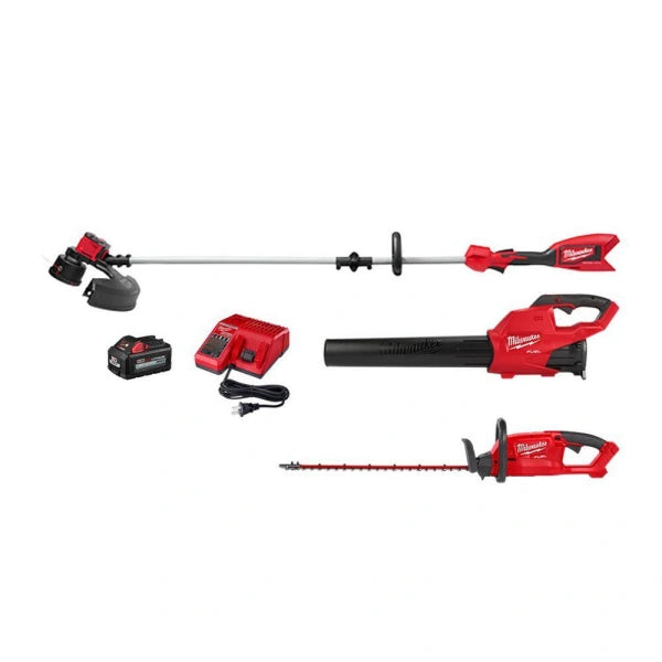 Milwaukee 282821272420272620 M18 18 V Lithium Ion Brushless Cordless String Trimmer, M18 FUEL Blower and M18 FUEL Hedge Trimmer 6.0Ah Kit 3 Tool - MadeInUSA