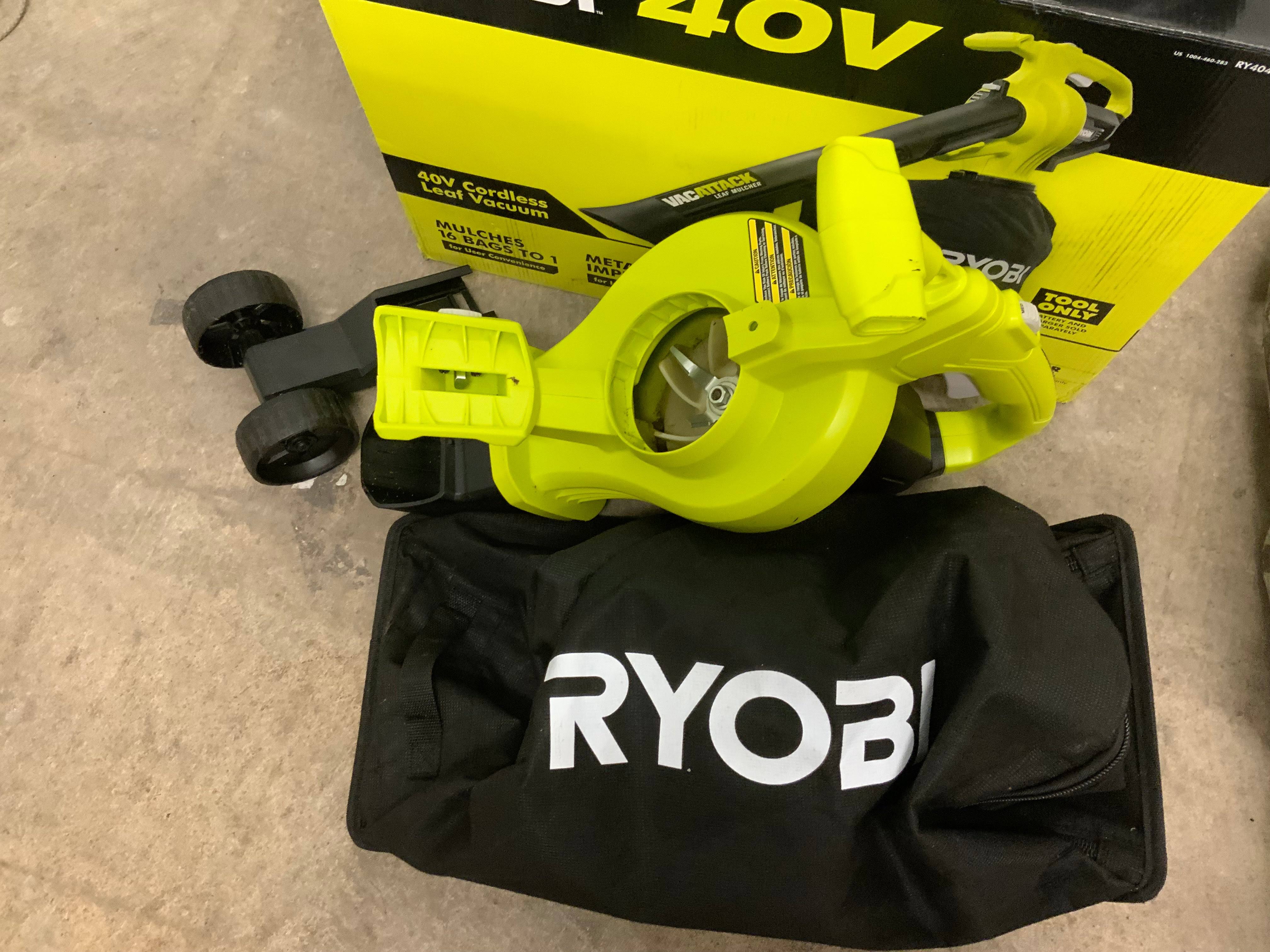 Ryobi 40-Volt Lithium-Ion Cordless Battery Leaf Vacuum/Mulcher (Tool Only) - MadeInUSA