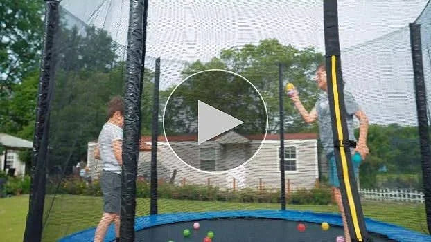 AOTOB Trampoline 8ft Recreational Trampolines with Basketball Hoop, Outdoor Trampoline with Safety Enclosure Net&Ladder for Kids, Metal - MadeInUSA