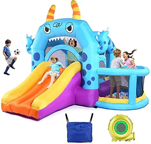 HYPOAI Bounce House,Inflatable Bounce Castle with Blower for Kids 3-12,Outdoor/Indoor Bouncy House Water Park for Backyard with Splash Slide - MadeInUSA