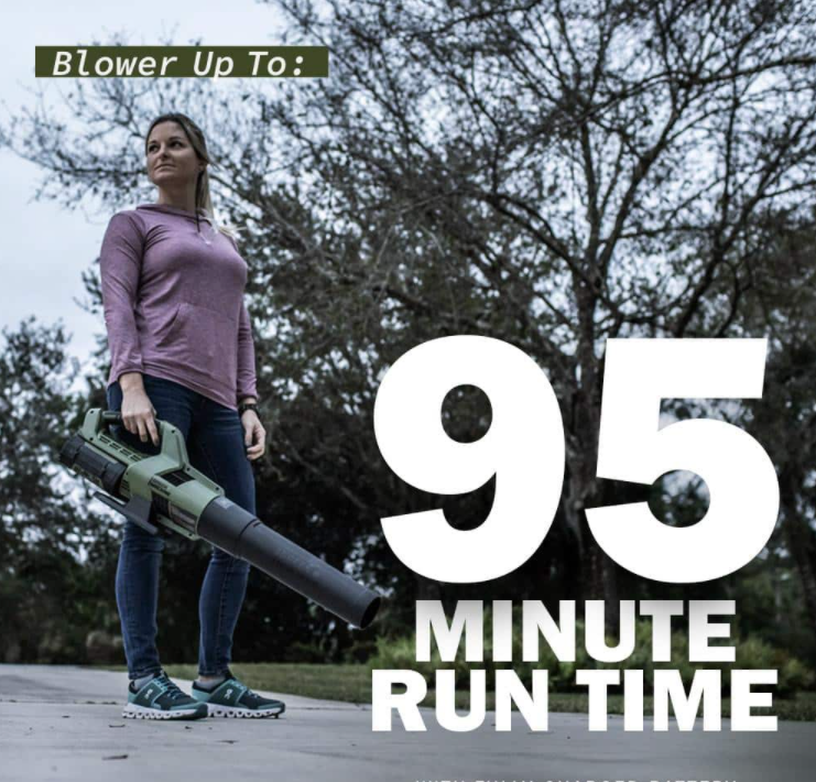 Green Machine 62V Cordless Battery Combo Kit 2Tools,Axial Blower 600 CFM - MadeInUSA