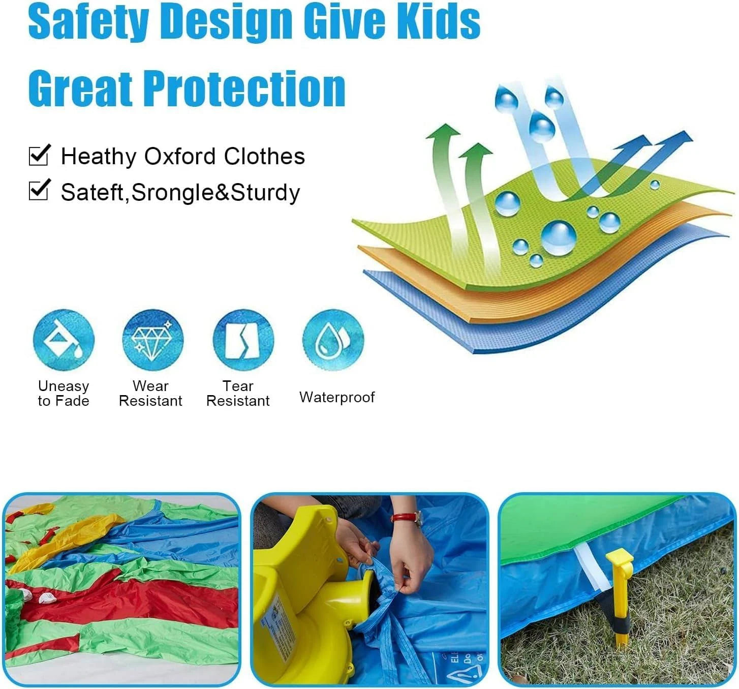 Inflatable Water Slides for Kids - Kinsuite Inflatable Bounce House Water Slide w/Jumping Area Climbing Wall Water Cannon Splash Pool Tunnel Indoor - MadeInUSA