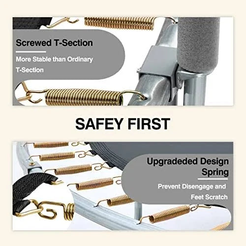 AOTOB 8 ft Trampoline for Kids Trampoline with Enclosure Net Recreational Outdoor Trampoline ASTM Approved (Grey) - MadeInUSA