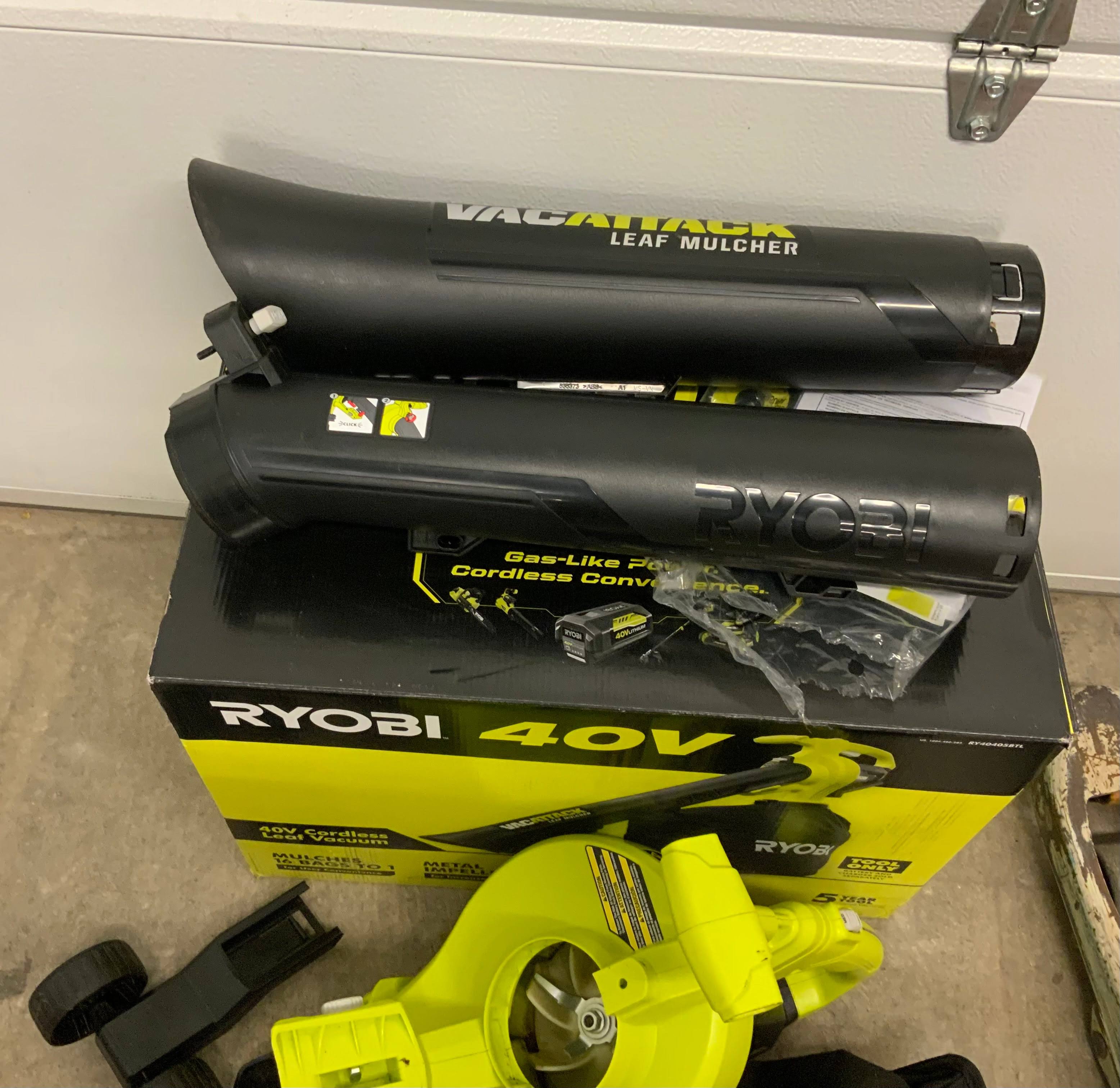 Ryobi 40-Volt Lithium-Ion Cordless Battery Leaf Vacuum/Mulcher (Tool Only) - MadeInUSA