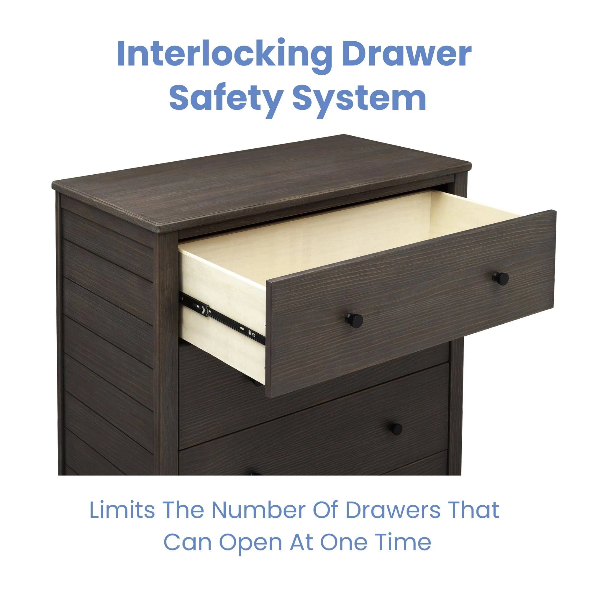 Simmons Kids Monterey 4-Drawer Dresser with Changing Top and Interlocking Drawers, Rustic Grey - MadeInUSA