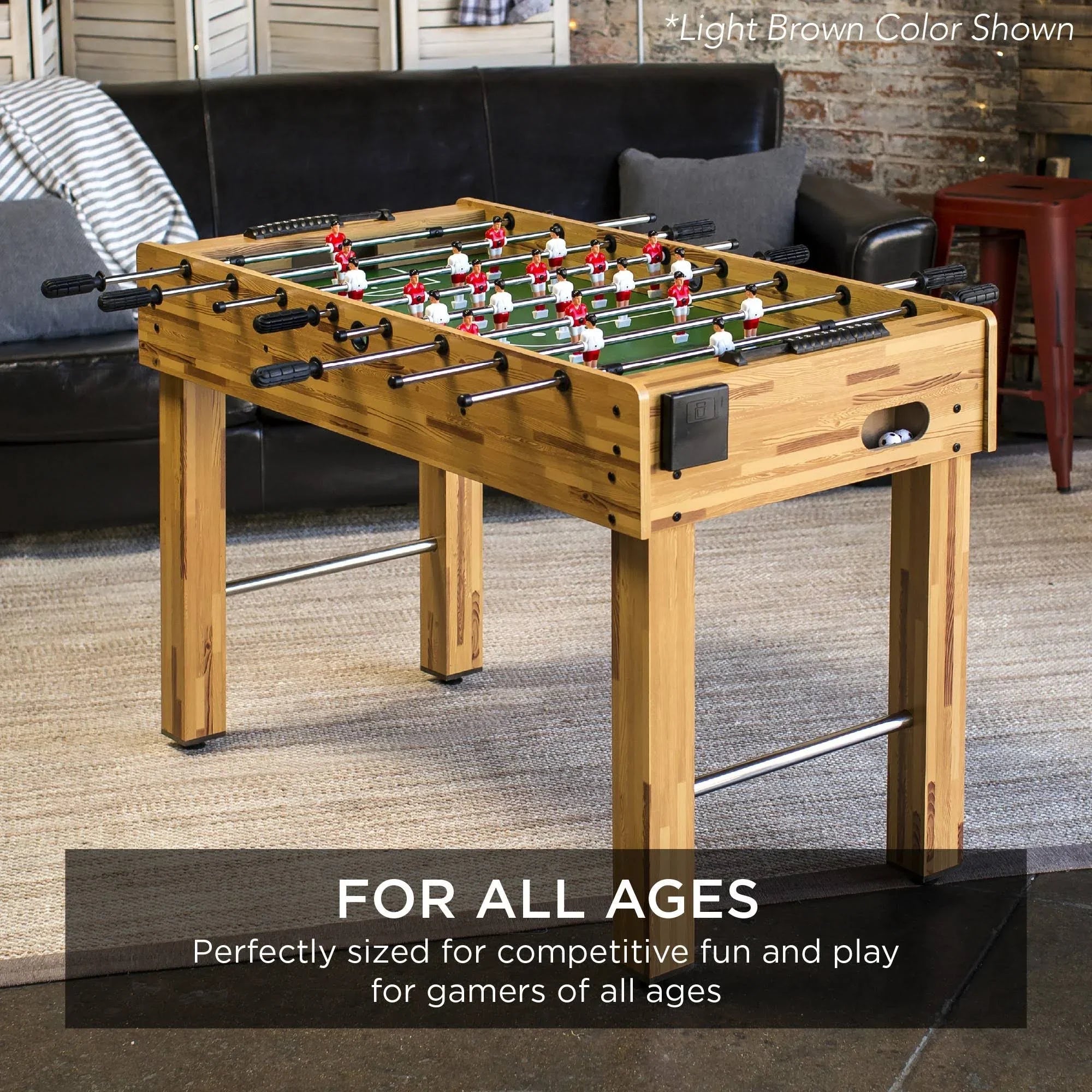 Best Choice Products 48in Competition Sized Foosball Table for Home, Game Room w/ 2 Balls, 2 Cup Holders - Natural - MadeInUSA
