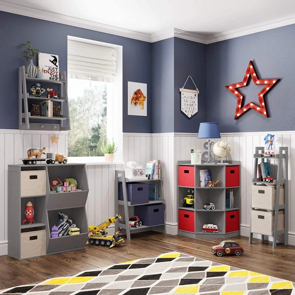 RiverRidge Gray Composite Kids Corner Bookcase 31.63in W x 37.31in H x 22.44in D - MadeInUSA