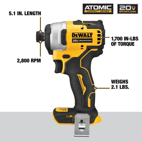 ATOMIC 20V MAX Brushless Cordless 4Tool Combo Kit 2.0 Ah - MadeInUSA
