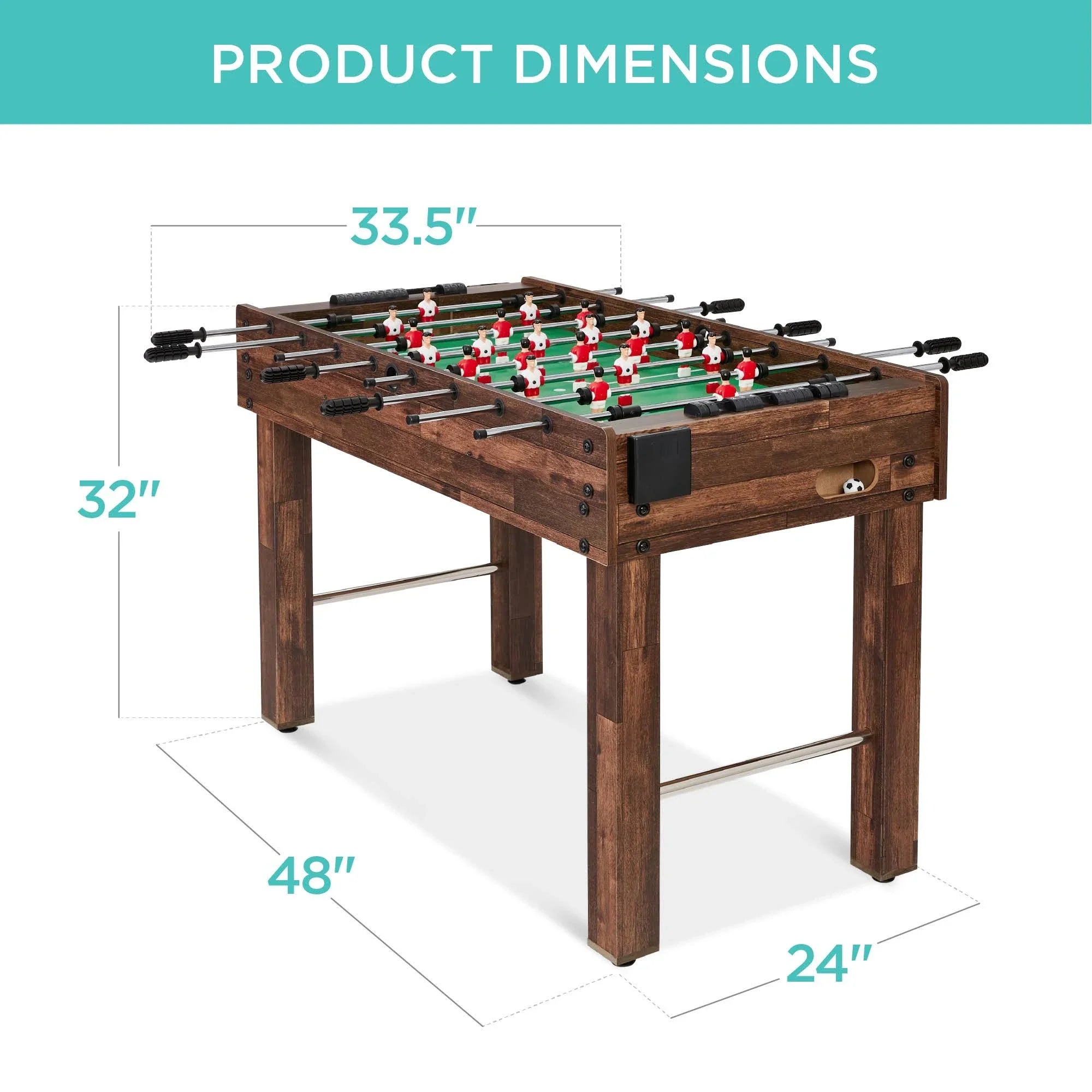 Best Choice Products 48in Competition Sized Foosball Table for Home, Game Room w/ 2 Balls, 2 Cup Holders - Dark Brown - MadeInUSA