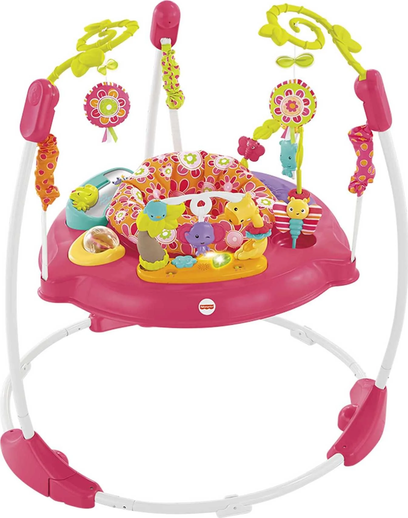 Fisher-Price Baby Bouncer Pink Petals Jumperoo Activity Center with Music and Lights - MadeInUSA