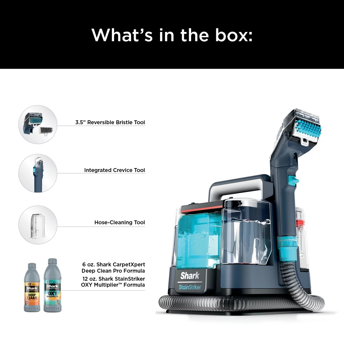 Shark StainStriker Portable Carpet & Upholstery Cleaner, for Use on Carpets, Area Rugs, Couches, Upholstery, Cars & More, Navy, PX200 - MadeInUSA