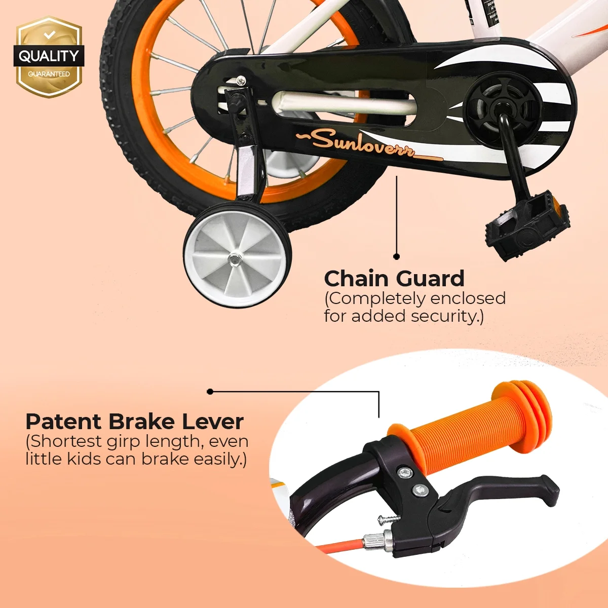 SUNLOVERR Orange Comet Boys Bike for Toddlers and Kids Ages 3-5 Years Old, 12 Inch Kids Bike with Training Wheels & Basket, Boy Bicycle with Handbrake. - MadeInUSA