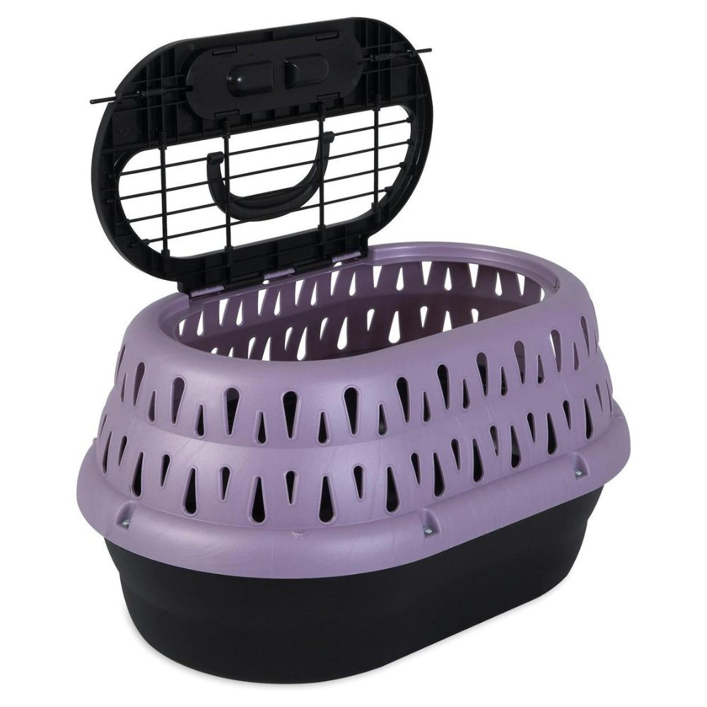 Petmate Top Load Cat Kennel, Pearl Bubble Grape/Black