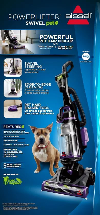 BISSELL Power Lifter Pet with Swivel Bagless Upright Vacuum, 2260 - MadeInUSA