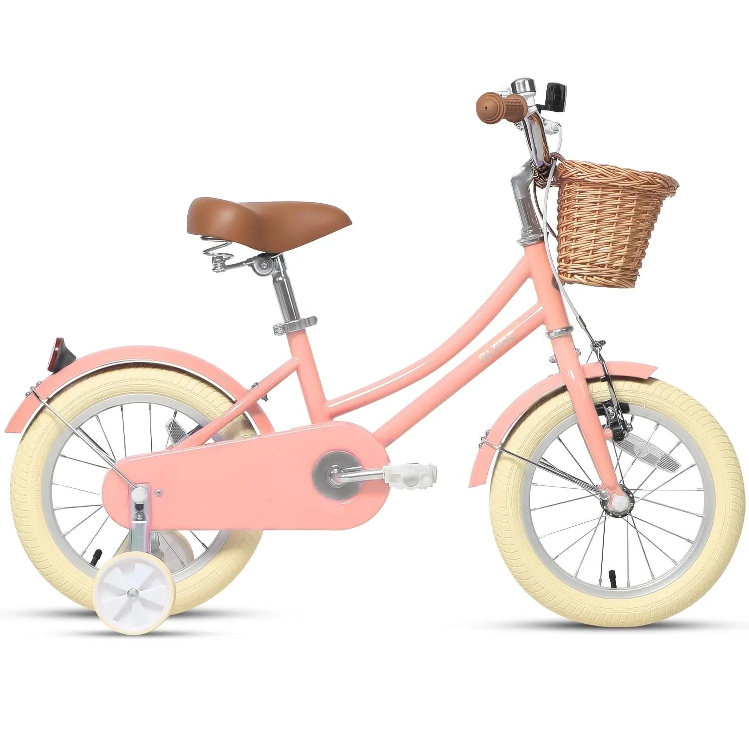 Glerc Little Molly 12 inch Kids Girls Bike for1 2-5 Years Old Child and Toddler, Peach, Size: 12 inch with Training Wheels, Orange - MadeInUSA