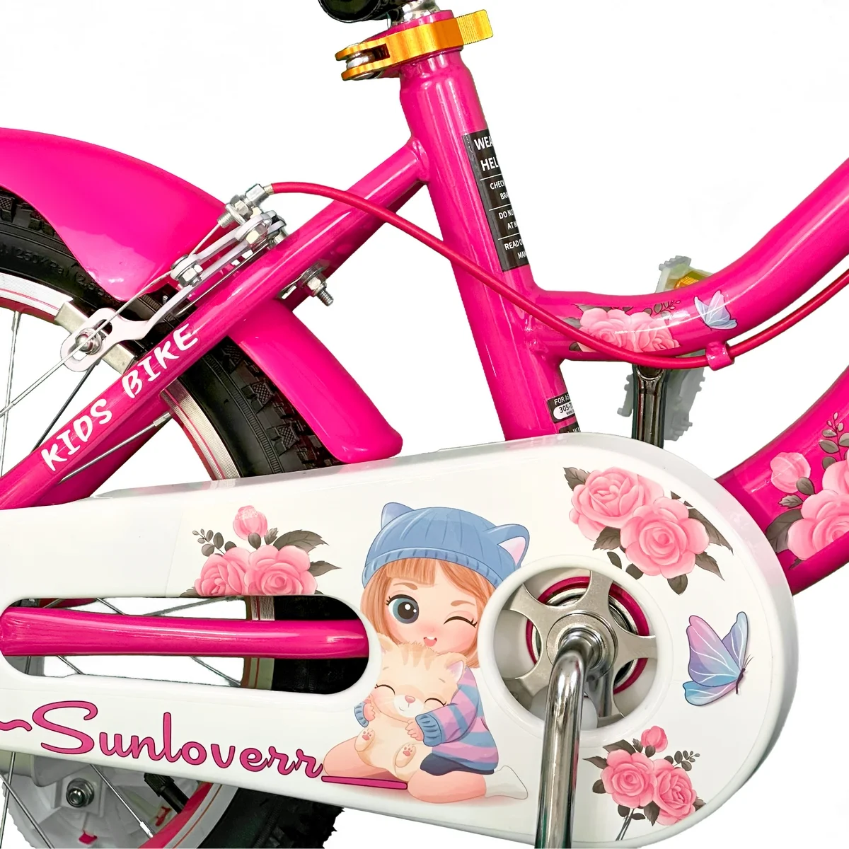 SUNLOVERR Pink Dreams Girls Bike for Toddlers and Kids Ages 4-6 Years Old, 14 Inch Kids Bike with Training Wheels & Basket - MadeInUSA