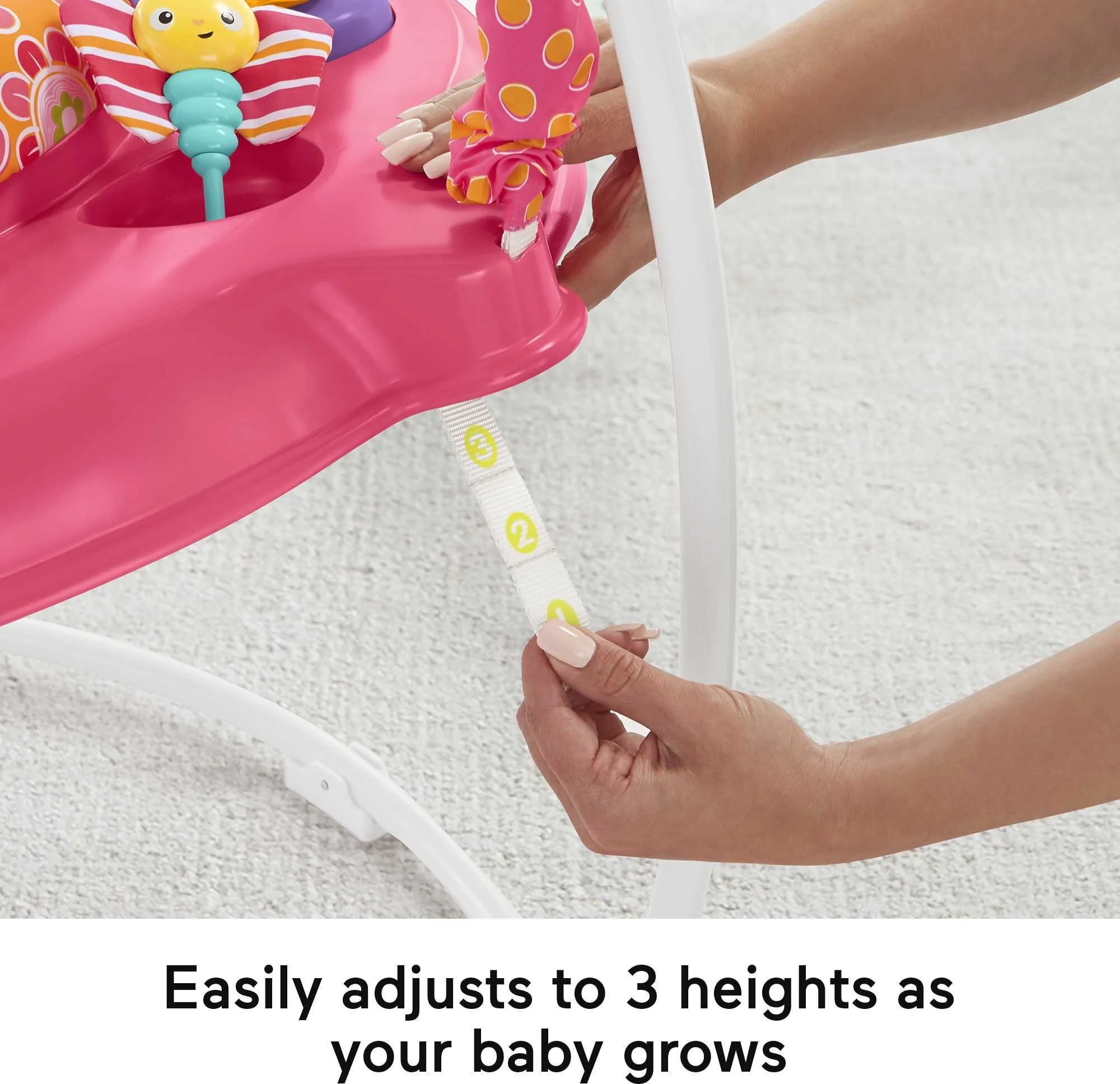 Fisher-Price Baby Bouncer Pink Petals Jumperoo Activity Center with Music and Lights - MadeInUSA