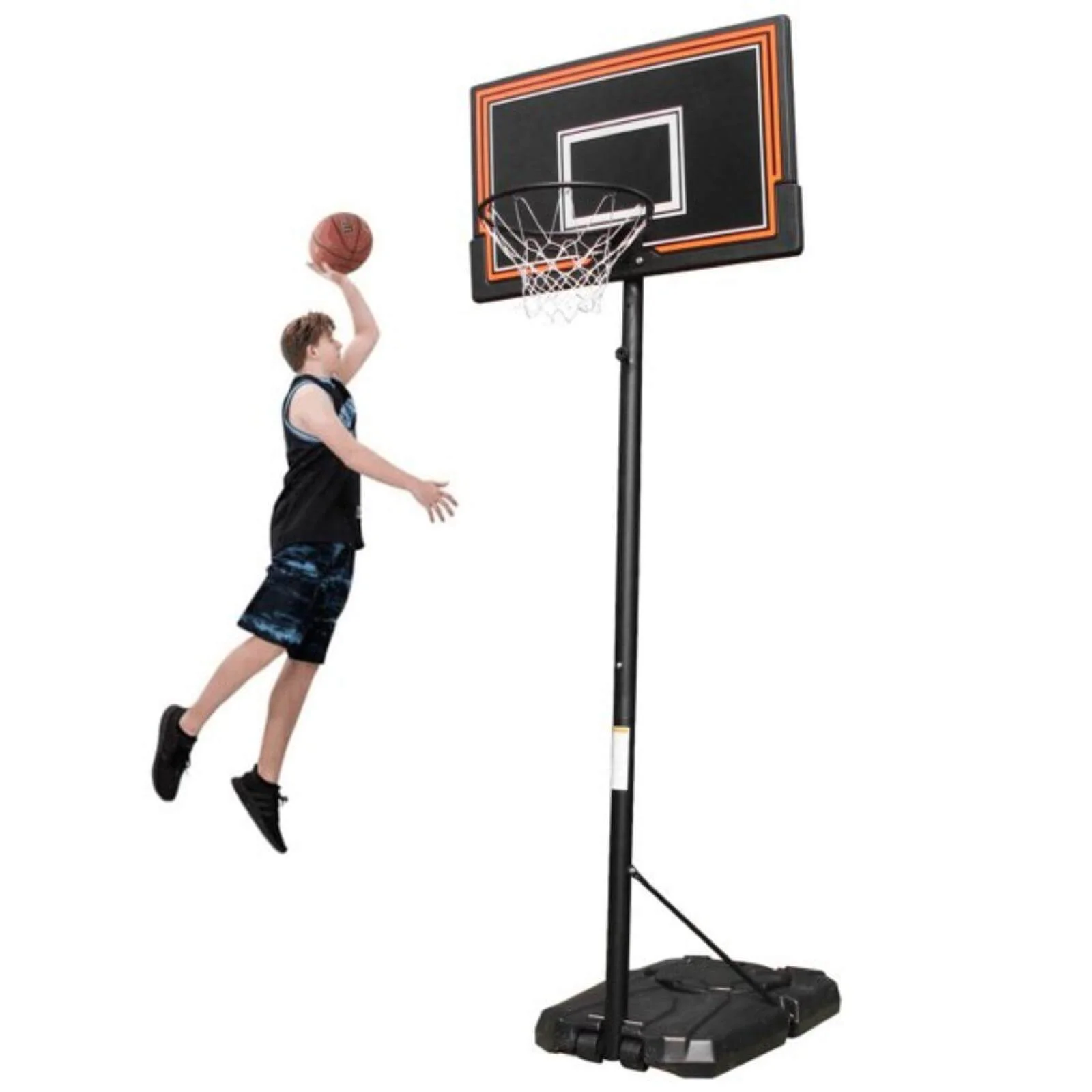 NiamVelo  Basketball Hoop Basketball Goal, 7-10FT Height Adjustable Basketball Backboard with Stand & Wheels  for Kids Adult Youth Black - MadeInUSA